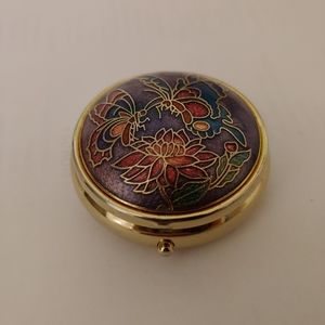 VTG Cloisonné and Brass Ring or Pill Box